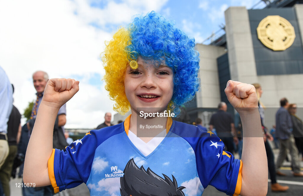 4 September 2016; Tipperary fan Éanna Larkin from Borrisokane, Co. Tipperary, at the GAA Hurling All-Ireland Senior Championship Final match between Kilkenny and Tipperary at Croke Park in Dublin. Photo by Sportsfile