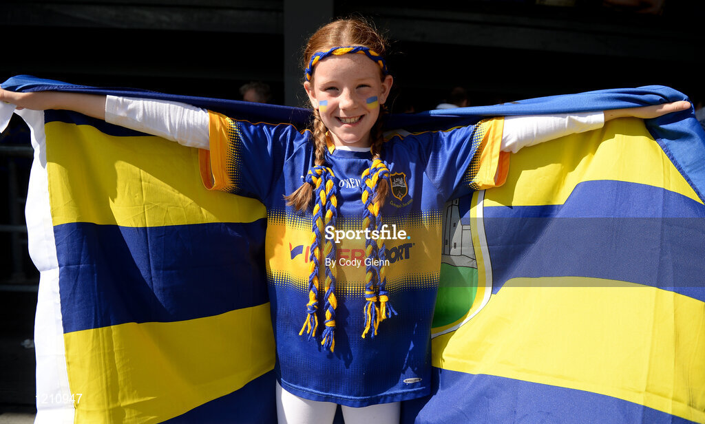 4 September 2016; Tipperary supporters Katie O'Dwyer, age 9, cousin of Tipperary hurler John "Bubbles" O'Dwyer from Killenaule, Co Tipperary, ahead of the GAA Hurling All-Ireland Senior Championship Final match between Kilkenny and Tipperary at Croke Park in Dublin. Photo by Cody Glenn/Sportsfile