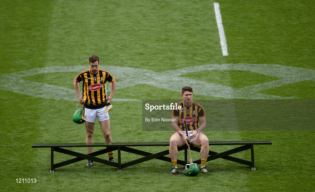 4 September 2016; Joey Holden of Kilkenny, left, and Paul Murphy of Kilkenny await the team photo before the GAA Hurling All-Ireland Senior Championship Final match between Kilkenny and Tipperary at Croke Park in Dublin. Photo by Eóin Noonan/Sportsfile