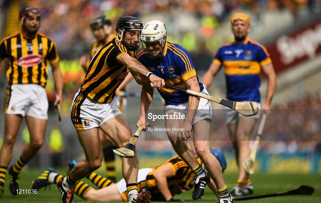 4 September 2016; Michael Cahill of Tipperary in action against Conor Fogarty of Kilkenny during the GAA Hurling All-Ireland Senior Championship Final match between Kilkenny and Tipperary at Croke Park in Dublin. Photo by Brendan Moran/Sportsfile
