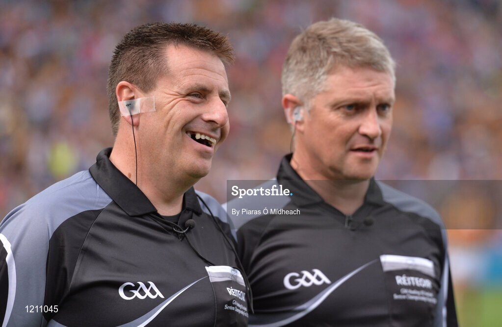 4 September 2016; Referee Brian Gavin, left, and  linesman Barry Kelly before the GAA Hurling All-Ireland Senior Championship Final match between Kilkenny and Tipperary at Croke Park in Dublin. Photo by Piaras Ó Mídheach/Sportsfile