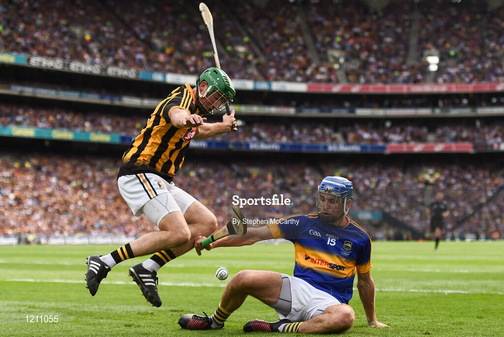 4 September 2016; John McGrath of Tipperary in action against Shane Prendergast of Kilkenny during the GAA Hurling All-Ireland Senior Championship Final match between Kilkenny and Tipperary at Croke Park in Dublin. Photo by Stephen McCarthy/Sportsfile