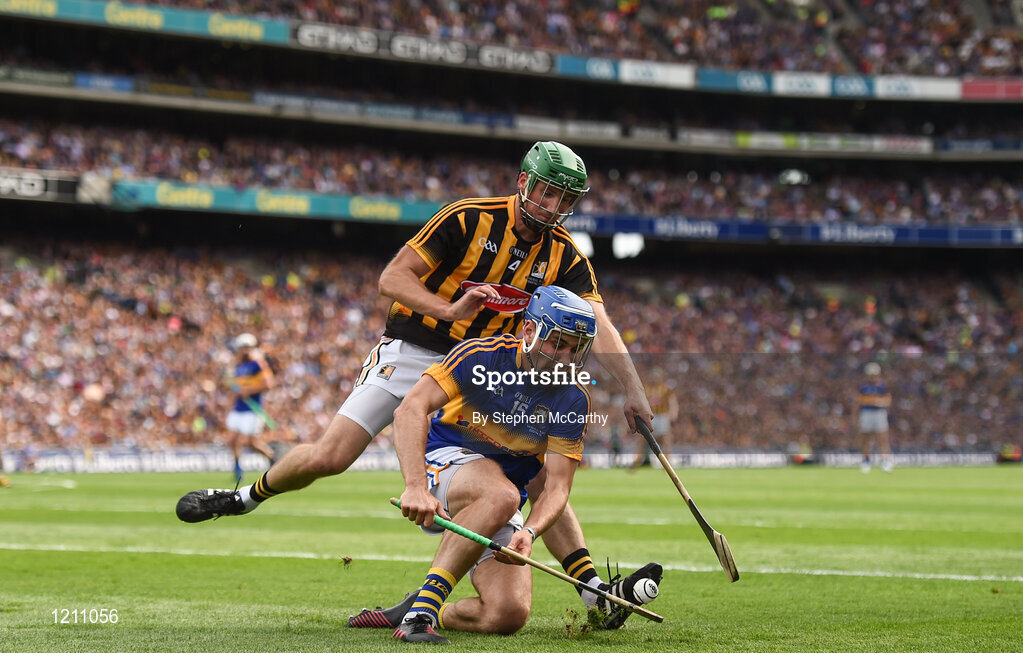 4 September 2016; John McGrath of Tipperary in action against Shane Prendergast of Kilkenny during the GAA Hurling All-Ireland Senior Championship Final match between Kilkenny and Tipperary at Croke Park in Dublin. Photo by Stephen McCarthy/Sportsfile