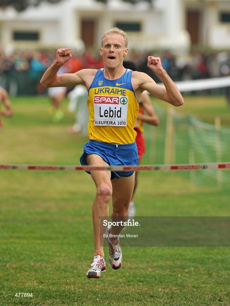 12 December 2010; Serhiy Lebid of the Ukraine, comes home to win the Men's Senior race with a time of 29:15. 17th SPAR European Cross Country Championships, Albufeira, Portugal. Picture credit: Brendan Moran / SPORTSFILE