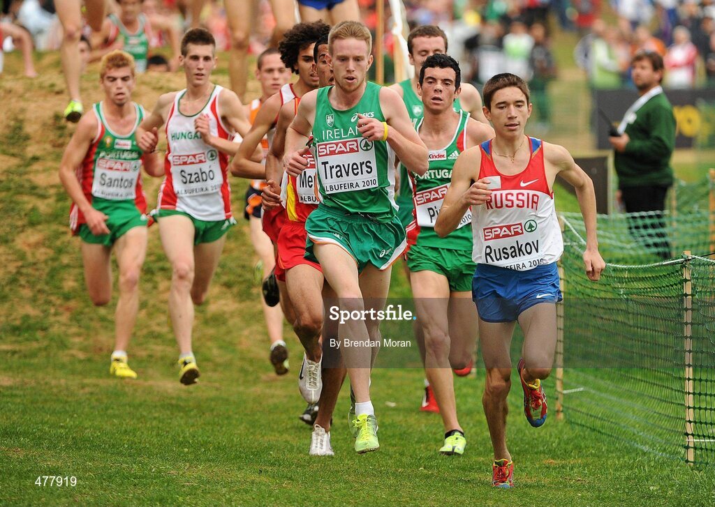 12 December 2010; Ireland's John Travers on his way to finishing in 25th place in the Men's Junior race with a time of 18:45. 17th SPAR European Cross Country Championships, Albufeira, Portugal. Picture credit: Brendan Moran / SPORTSFILE