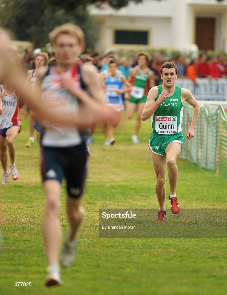 12 December 2010; Ireland's Shane Quinn on his way to finishing in 12th place in the Men's Junior race with a time of 18:31. 17th SPAR European Cross Country Championships, Albufeira, Portugal. Picture credit: Brendan Moran / SPORTSFILE