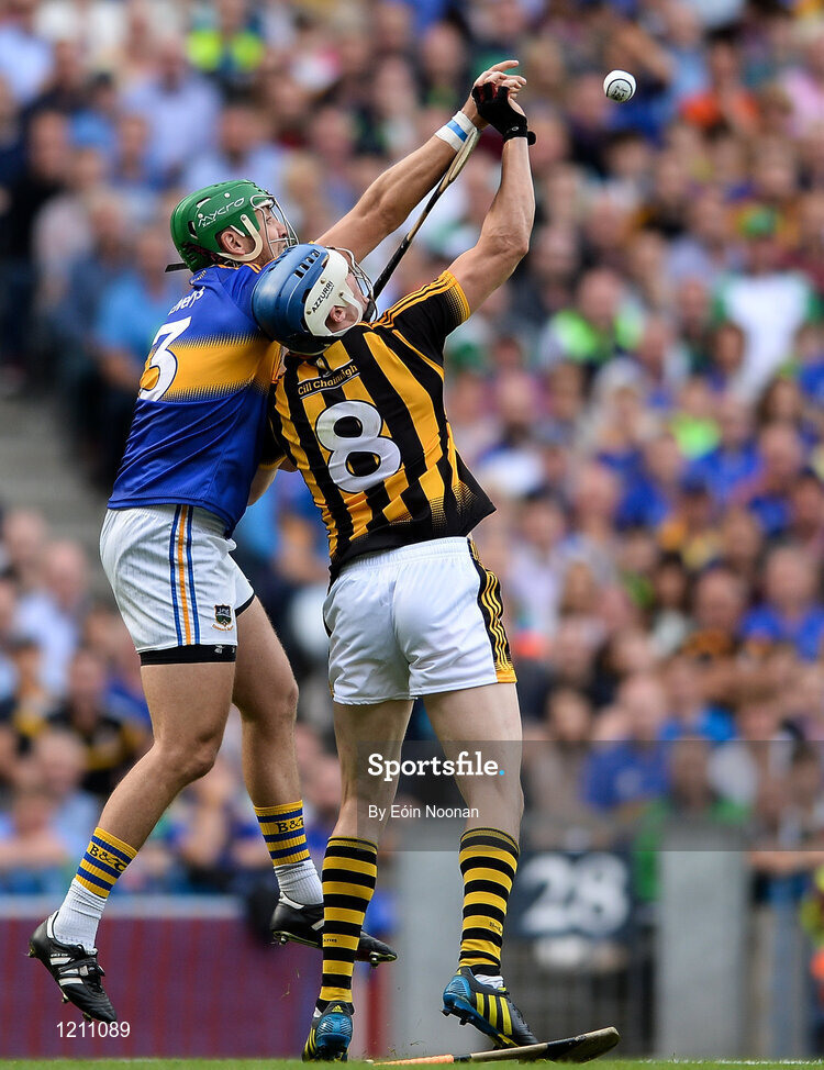 4 September 2016; James Barry of Tipperary in action against TJ Reid of Kilkenny during the GAA Hurling All-Ireland Senior Championship Final match between Kilkenny and Tipperary at Croke Park in Dublin. Photo by Eóin Noonan/Sportsfile