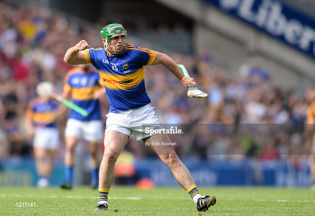 4 September 2016; John O’Dwyer of Tipperary celebrates after scoring his side's first goal during the GAA Hurling All-Ireland Senior Championship Final match between Kilkenny and Tipperary at Croke Park in Dublin. Photo by Eóin Noonan/Sportsfile
