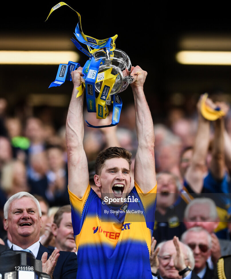 4 September 2016; Tipperary captain Brendan Maher lifts the Liam MacCarthy cup after the GAA Hurling All-Ireland Senior Championship Final match between Kilkenny and Tipperary at Croke Park in Dublin. Photo by Stephen McCarthy/Sportsfile
