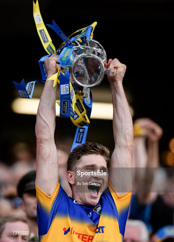 4 September 2016; Captain Brendan Maher of Tipperary lifts the trophy following his team's victory in the GAA Hurling All-Ireland Senior Championship Final match between Kilkenny and Tipperary at Croke Park in Dublin. Photo by Seb Daly/Sportsfile