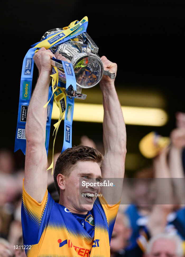 4 September 2016; Captain Brendan Maher of Tipperary lifts the trophy following his team's victory in the GAA Hurling All-Ireland Senior Championship Final match between Kilkenny and Tipperary at Croke Park in Dublin. Photo by Seb Daly/Sportsfile