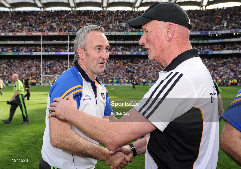 4 September 2016; Tipperary manager Michael Ryan, left, is congratulated by Kilkenny manager Brian Cody following his team'c vistory in the GAA Hurling All-Ireland Senior Championship Final match between Kilkenny and Tipperary at Croke Park in Dublin. Photo by Seb Daly/Sportsfile
