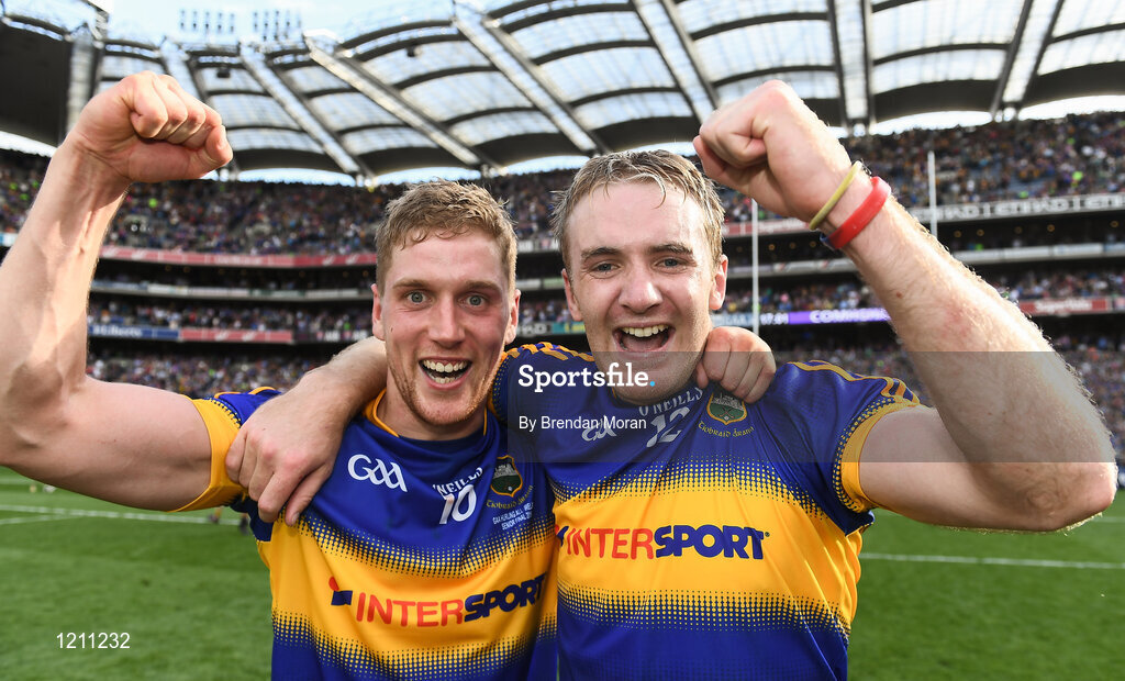 4 September 2016; Dan McCormack, left, of Tipperary, left and Noel McGrath of Tipperary celebrate after the GAA Hurling All-Ireland Senior Championship Final match between Kilkenny and Tipperary at Croke Park in Dublin. Photo by Brendan Moran/Sportsfile