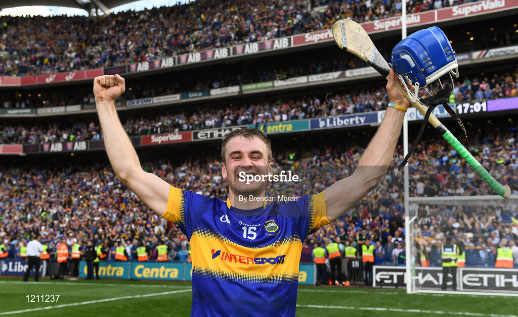 4 September 2016; John McGrath of Tipperary celebrates after the GAA Hurling All-Ireland Senior Championship Final match between Kilkenny and Tipperary at Croke Park in Dublin. Photo by Brendan Moran/Sportsfile