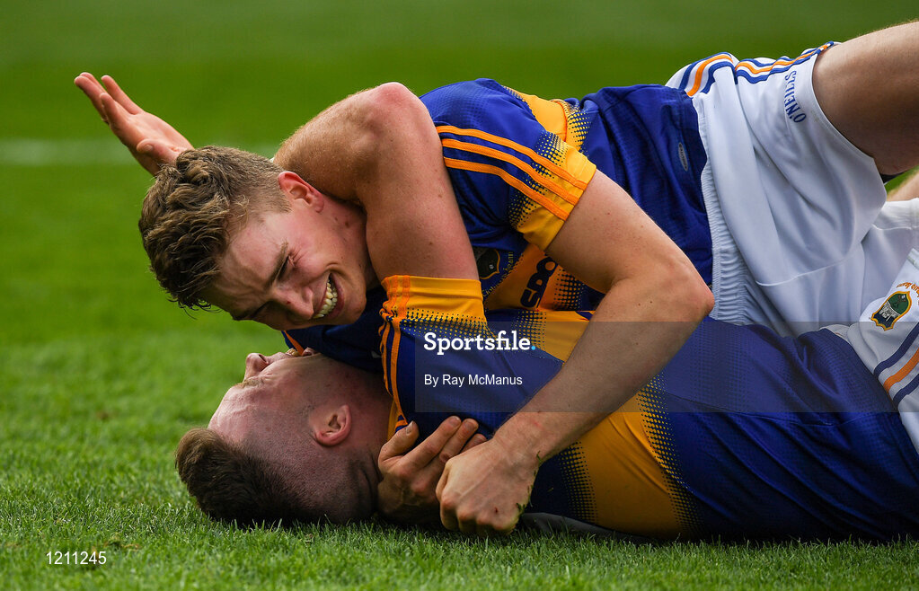 4 September 2016; Brendan Maher and Pádraic Maher of Tipperary celebrate after  the GAA Hurling All-Ireland Senior Championship Final match between Kilkenny and Tipperary at Croke Park in Dublin. Photo by Ray McManus/Sportsfile