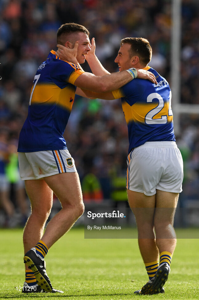 4 September 2016; Pádraic Maher and Cathal Barrett of Tipperary celebrate after the GAA Hurling All-Ireland Senior Championship Final match between Kilkenny and Tipperary at Croke Park in Dublin. Photo by Ray McManus/Sportsfile