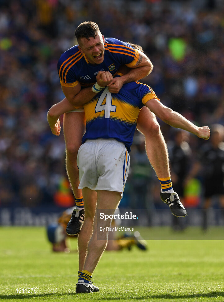 4 September 2016; Pádraic Maher and Michael Cahill, 4, of Tipperary celebrate after the GAA Hurling All-Ireland Senior Championship Final match between Kilkenny and Tipperary at Croke Park in Dublin. Photo by Ray McManus/Sportsfile