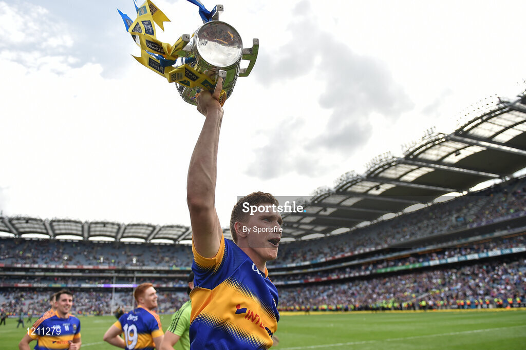 4 September 2016; Brendan Maher of Tipperary celebrates with the Liam MacCarthy cup after the GAA Hurling All-Ireland Senior Championship Final match between Kilkenny and Tipperary at Croke Park in Dublin. Photo by Sportsfile