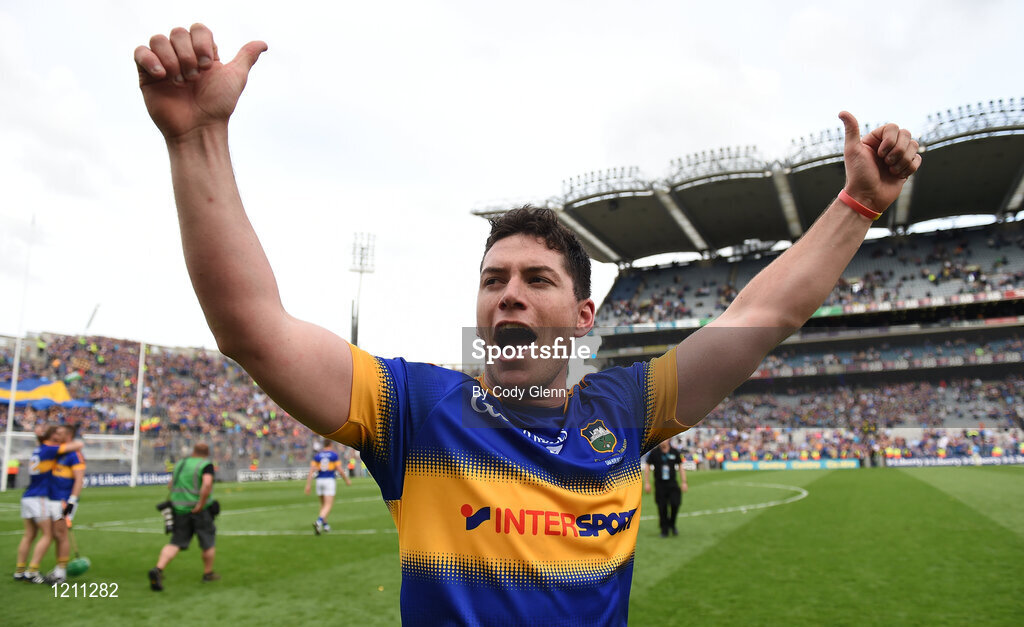 4 September 2016; John "Bubbles" O'Dwyer of Tipperary celebrates following the GAA Hurling All-Ireland Senior Championship Final match between Kilkenny and Tipperary at Croke Park in Dublin. Photo by Cody Glenn/Sportsfile