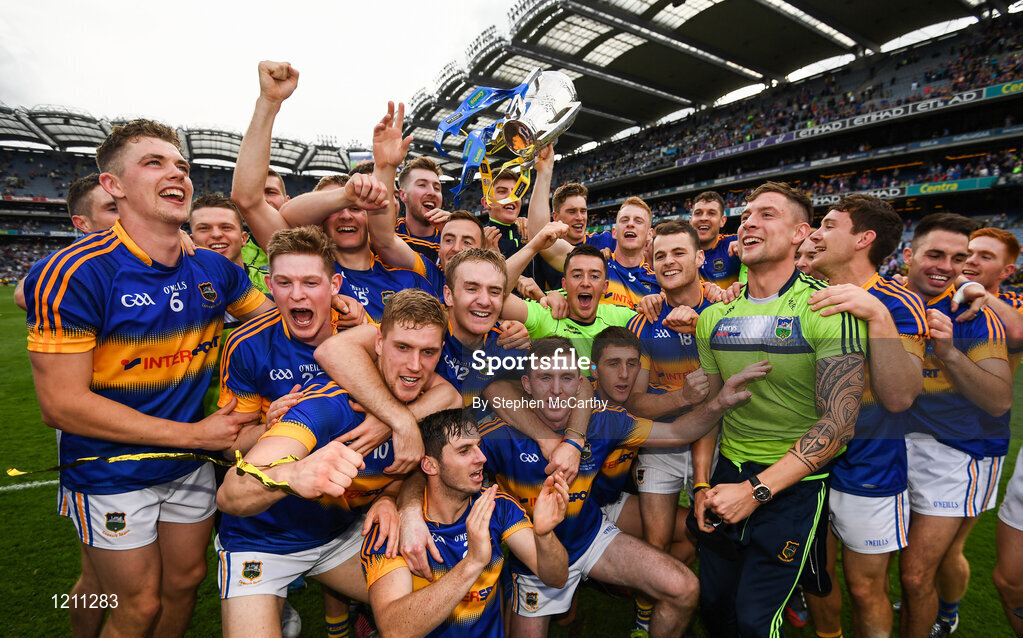 4 September 2016; Tipperary players celebrate following the GAA Hurling All-Ireland Senior Championship Final match between Kilkenny and Tipperary at Croke Park in Dublin. Photo by Stephen McCarthy/Sportsfile