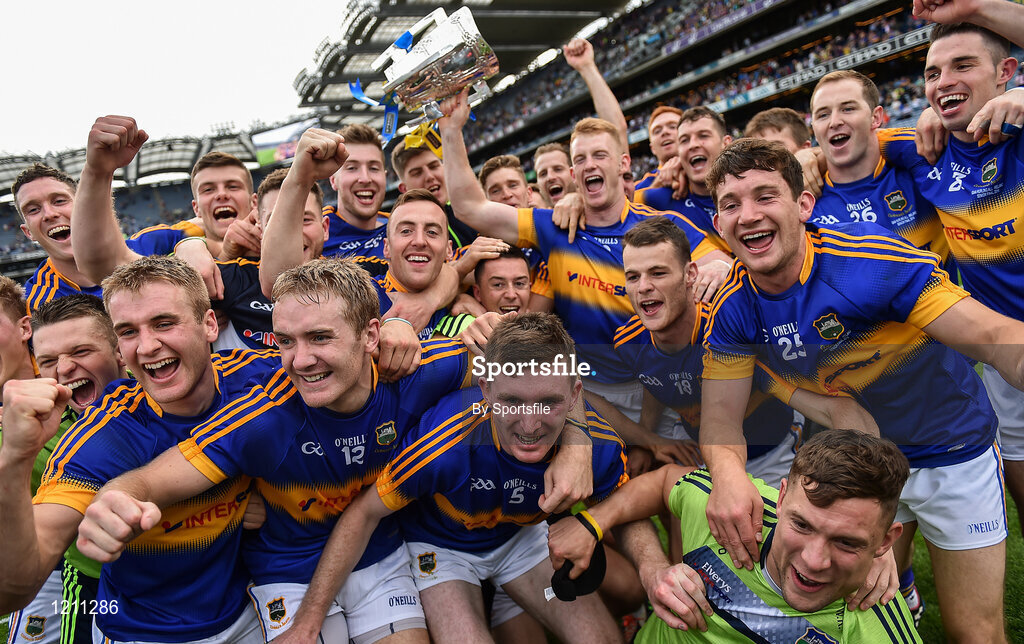 4 September 2016; The Tipperary team celebrate with the Liam MacCarthy cup after the GAA Hurling All-Ireland Senior Championship Final match between Kilkenny and Tipperary at Croke Park in Dublin. Photo by Sportsfile
