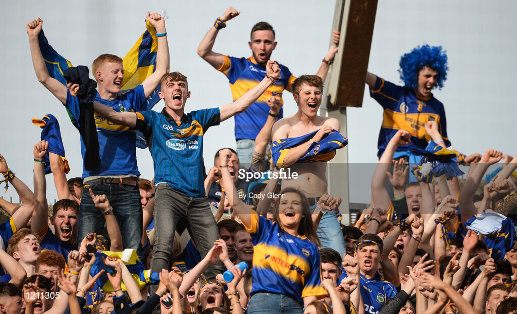 4 September 2016; Tipperary supporters celebrate on Hill 16 following the GAA Hurling All-Ireland Senior Championship Final match between Kilkenny and Tipperary at Croke Park in Dublin. Photo by Cody Glenn/Sportsfile