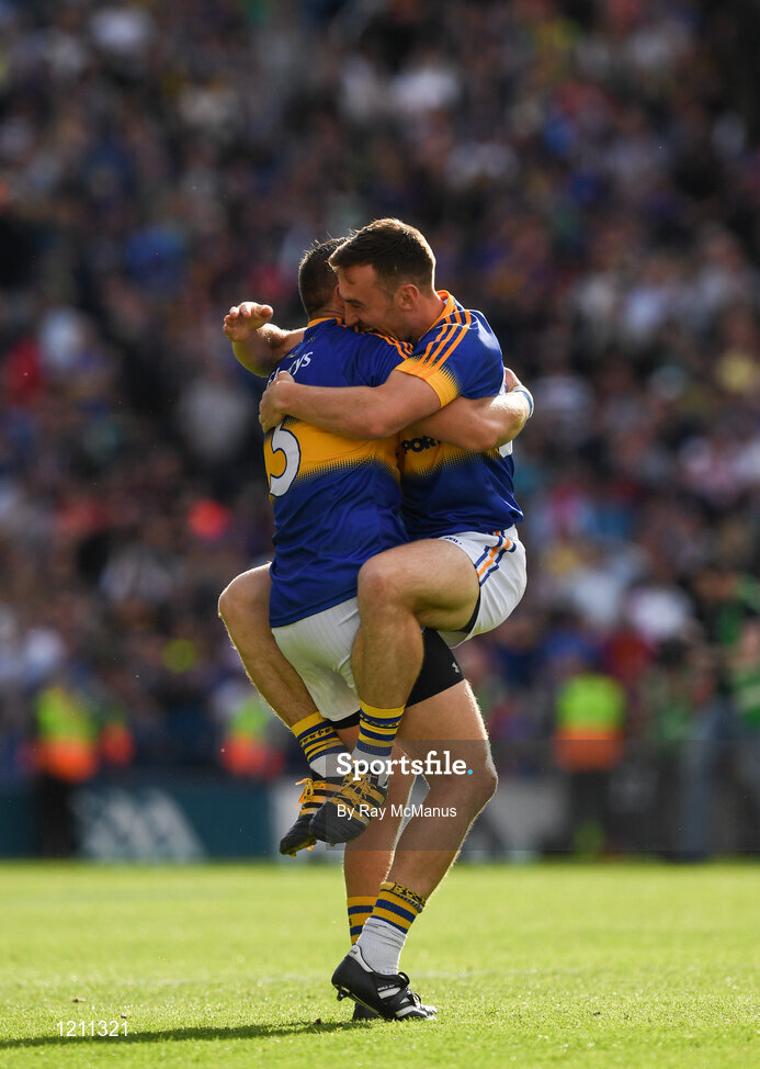 4 September 2016; James Barry, 3, and John O'Keeffe of Tipperary celebrate after the GAA Hurling All-Ireland Senior Championship Final match between Kilkenny and Tipperary at Croke Park in Dublin. Photo by Ray McManus/Sportsfile
