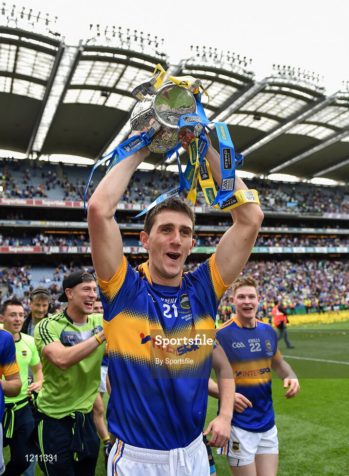 4 September 2016; Barry Heffernan of Tipperary celebrates with the Liam MacCarthy cup after the GAA Hurling All-Ireland Senior Championship Final match between Kilkenny and Tipperary at Croke Park in Dublin. Photo by Sportsfile