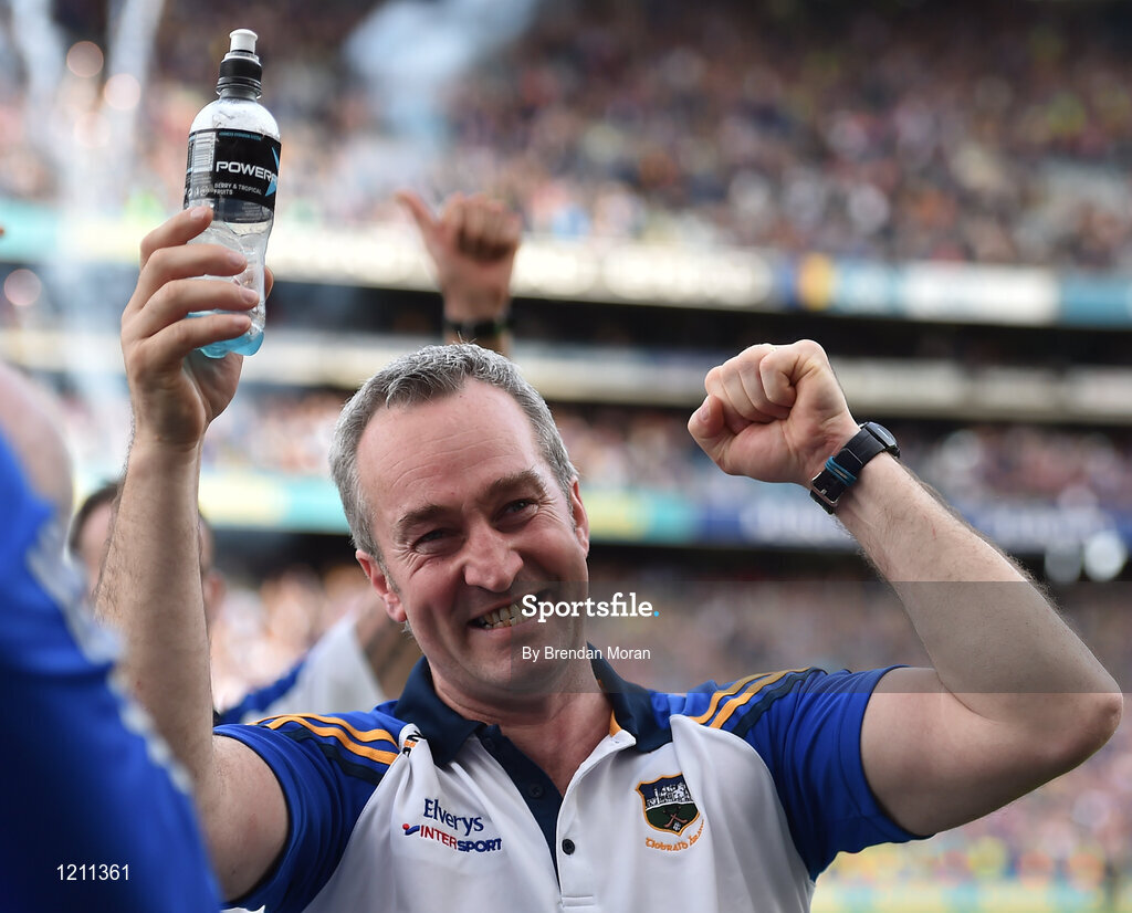 4 September 2016; Michael Ryan celebrates during the presentation of the cup after the GAA Hurling All-Ireland Senior Championship Final match between Kilkenny and Tipperary at Croke Park in Dublin. Photo by Brendan Moran/Sportsfile