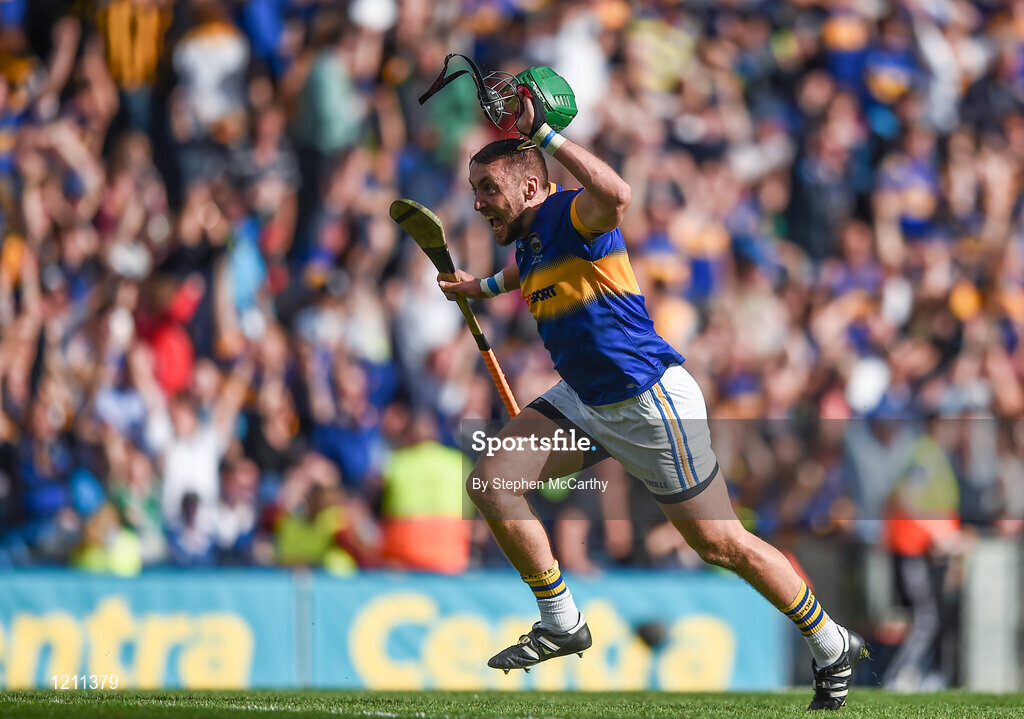 4 September 2016; James Barry of Tipperary celebrates at the final whistle during the GAA Hurling All-Ireland Senior Championship Final match between Kilkenny and Tipperary at Croke Park in Dublin. Photo by Stephen McCarthy/Sportsfile