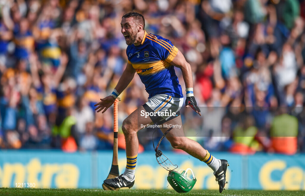 4 September 2016; James Barry of Tipperary celebrates at the final whistle during the GAA Hurling All-Ireland Senior Championship Final match between Kilkenny and Tipperary at Croke Park in Dublin. Photo by Stephen McCarthy/Sportsfile