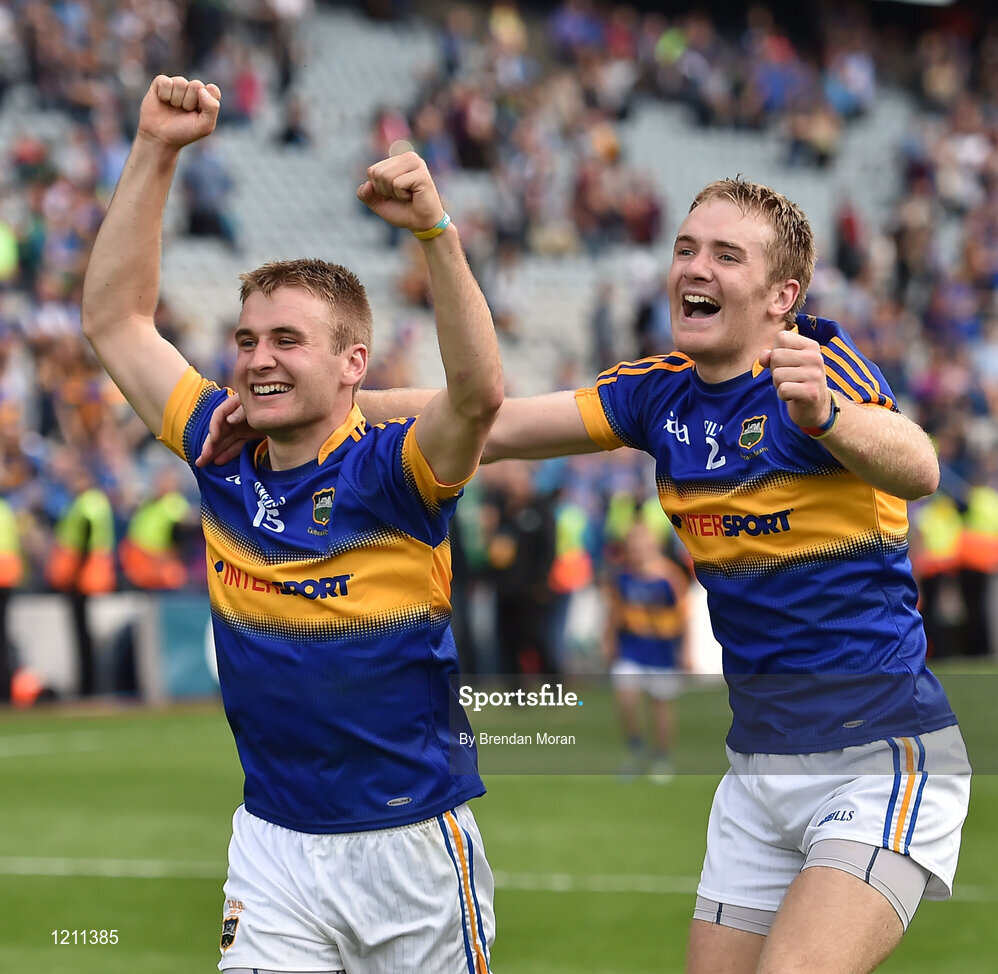 4 September 2016; Brothers John, left, and Noel McGrath of Tipperary celebrate after the GAA Hurling All-Ireland Senior Championship Final match between Kilkenny and Tipperary at Croke Park in Dublin. Photo by Brendan Moran/Sportsfile