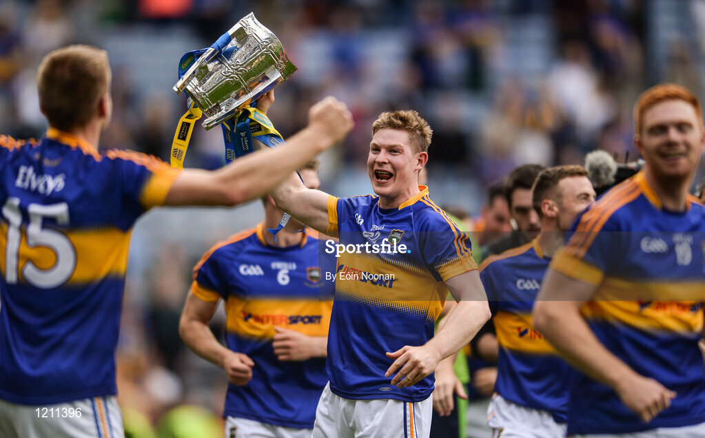 4 September 2016; Donagh Maher of Tipperary celebrates with the Liam MacCarthy cup after the GAA Hurling All-Ireland Senior Championship Final match between Kilkenny and Tipperary at Croke Park in Dublin. Photo by Eóin Noonan/Sportsfile