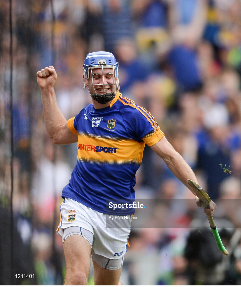 4 September 2016; John McGrath of Tipperary celebrates after scoring his side's second goal during the GAA Hurling All-Ireland Senior Championship Final match between Kilkenny and Tipperary at Croke Park in Dublin. Photo by Eóin Noonan/Sportsfile