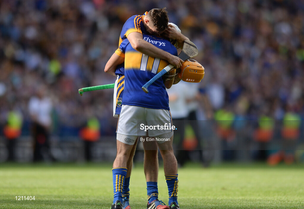 4 September 2016; Séamus Callanan of Tipperary embraces teammate Patrick Maher of Tipperary after the GAA Hurling All-Ireland Senior Championship Final match between Kilkenny and Tipperary at Croke Park in Dublin. Photo by Eóin Noonan/Sportsfile