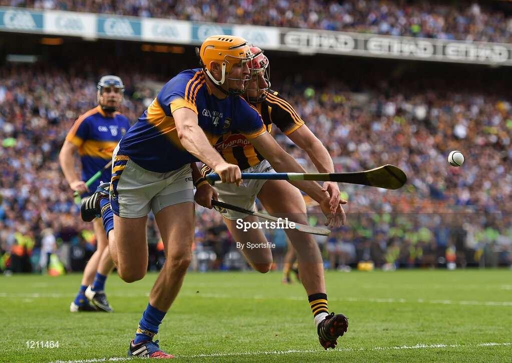 4 September 2016; Séamus Callanan of Tipperary in action against Cillian Buckley of Kilkenny during the GAA Hurling All-Ireland Senior Championship Final match between Kilkenny and Tipperary at Croke Park in Dublin. Photo by Sportsfile