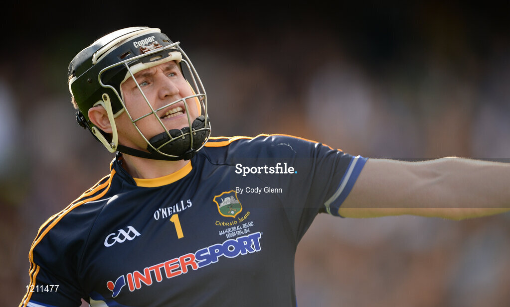 4 September 2016; Tipperary goalkeeper Darren Gleeson celebrates in the final minutes of the GAA Hurling All-Ireland Senior Championship Final match between Kilkenny and Tipperary at Croke Park in Dublin. Photo by Cody Glenn/Sportsfile