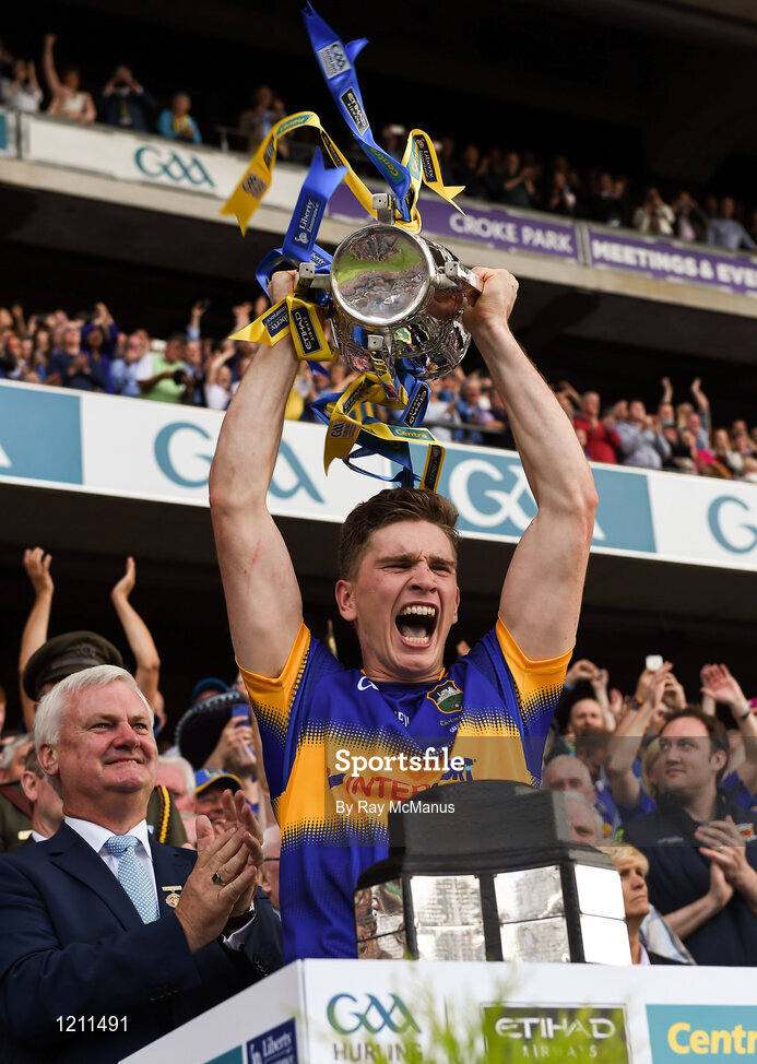 4 September 2016; Tipperary captain Brendan Maher lifts the Liam MacCarthy cup after the GAA Hurling All-Ireland Senior Championship Final match between Kilkenny and Tipperary at Croke Park in Dublin. Photo by Ray McManus/Sportsfile