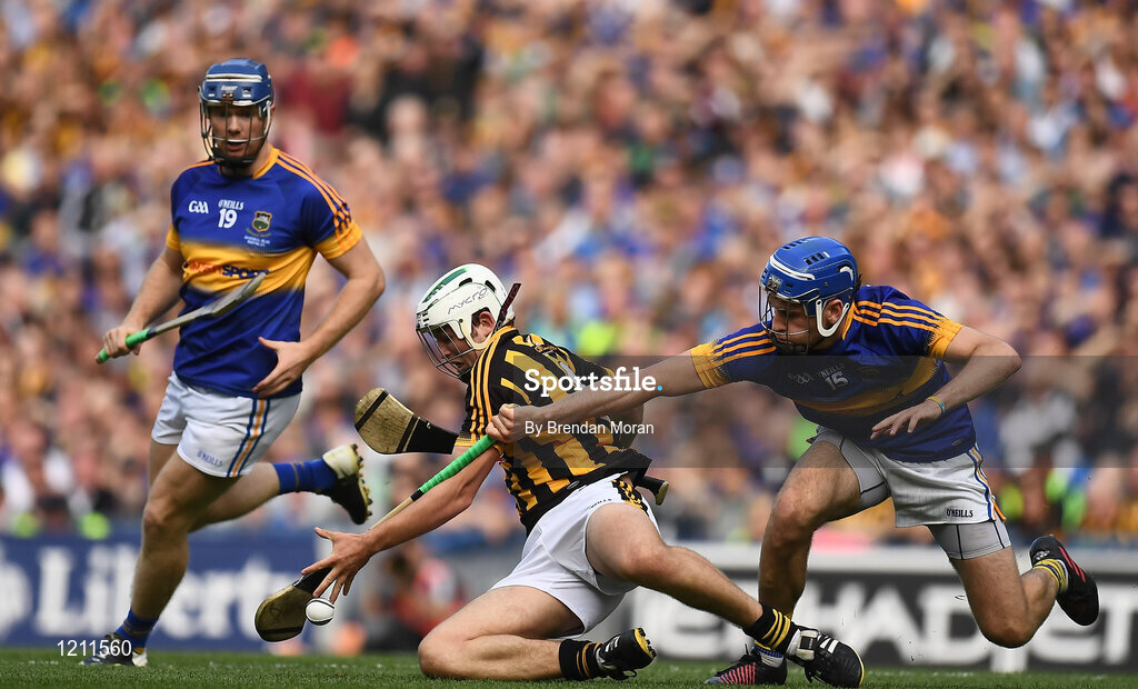 4 September 2016; Pádraig Walsh of Kilkenny is challenged by John McGrath, right, of Tipperary during the GAA Hurling All-Ireland Senior Championship Final match between Kilkenny and Tipperary at Croke Park in Dublin. Photo by Brendan Moran/Sportsfile