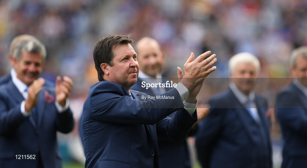 4 September 2016; Pat Fox and members of the Tipperary Jubilee Team are introduced before the GAA Hurling All-Ireland Senior Championship Final match between Kilkenny and Tipperary at Croke Park in Dublin. Photo by Ray McManus/Sportsfile