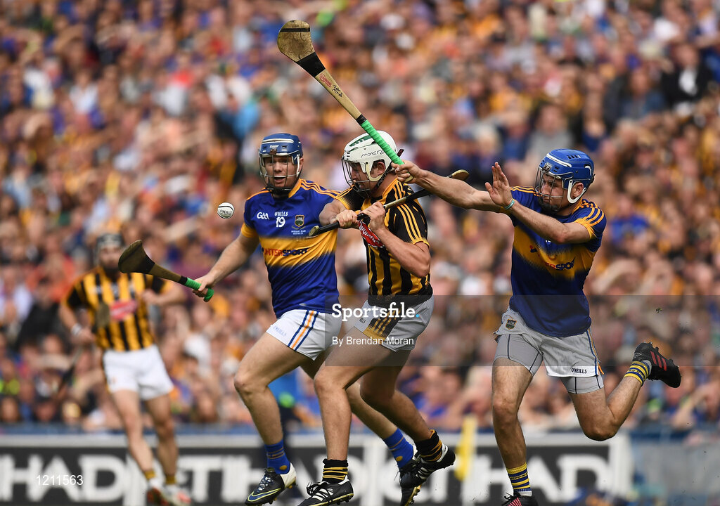 4 September 2016; Pádraig Walsh of Kilkenny is challenged by John McGrath, right, of Tipperary during the GAA Hurling All-Ireland Senior Championship Final match between Kilkenny and Tipperary at Croke Park in Dublin. Photo by Brendan Moran/Sportsfile