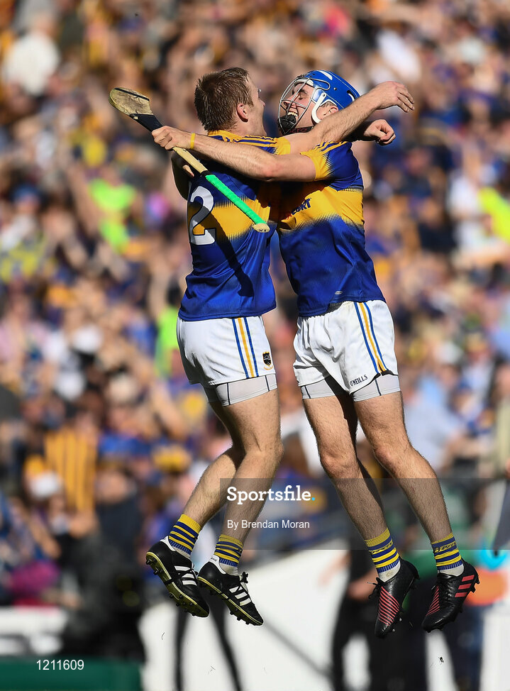 4 September 2016; Noel McGrath, left, of Tipperary celebrates with his brother John at the final whistle in the GAA Hurling All-Ireland Senior Championship Final match between Kilkenny and Tipperary at Croke Park in Dublin. Photo by Brendan Moran/Sportsfile
