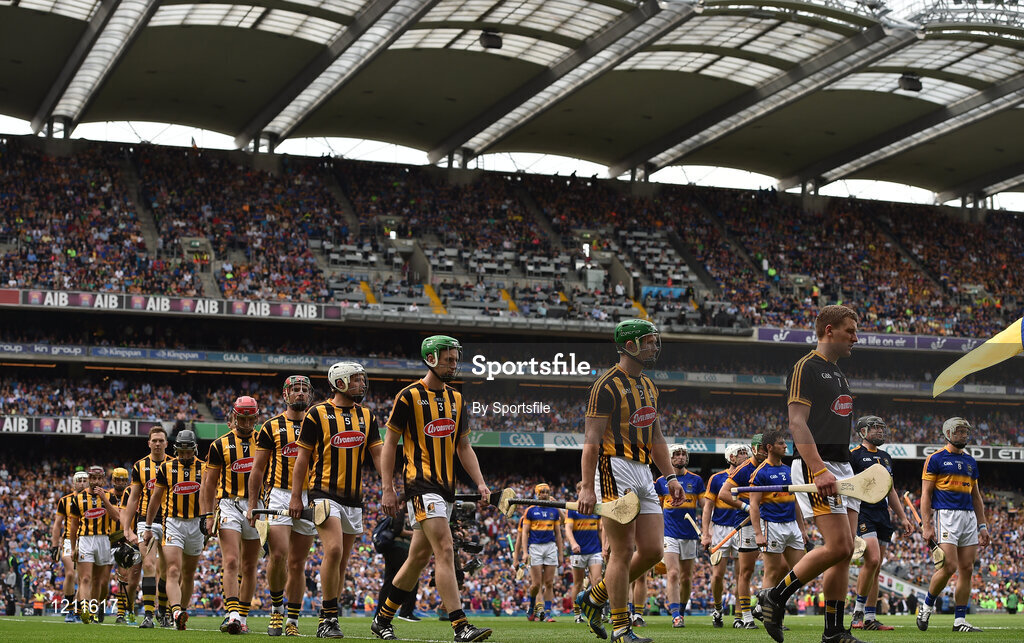 4 September 2016; A general view of the pre match parade before the GAA Hurling All-Ireland Senior Championship Final match between Kilkenny and Tipperary at Croke Park in Dublin. Photo by Sportsfile