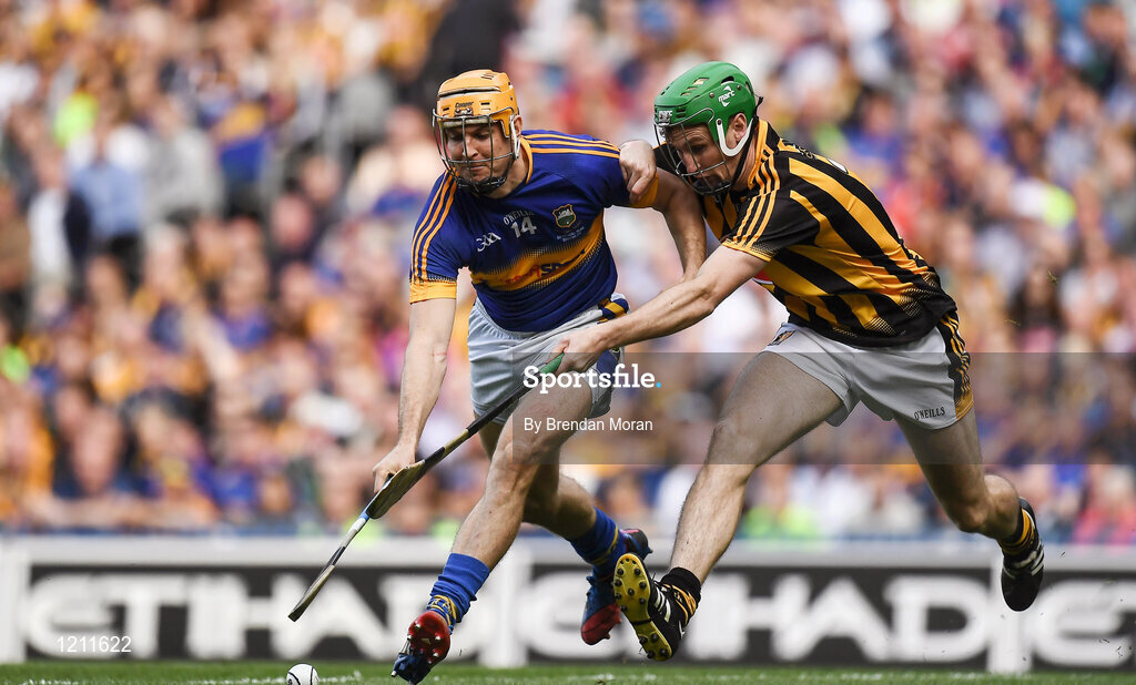 4 September 2016; Séamus Callanan of Tipperary in action against Joey Holden of Kilkenny during the GAA Hurling All-Ireland Senior Championship Final match between Kilkenny and Tipperary at Croke Park in Dublin. Photo by Brendan Moran/Sportsfile