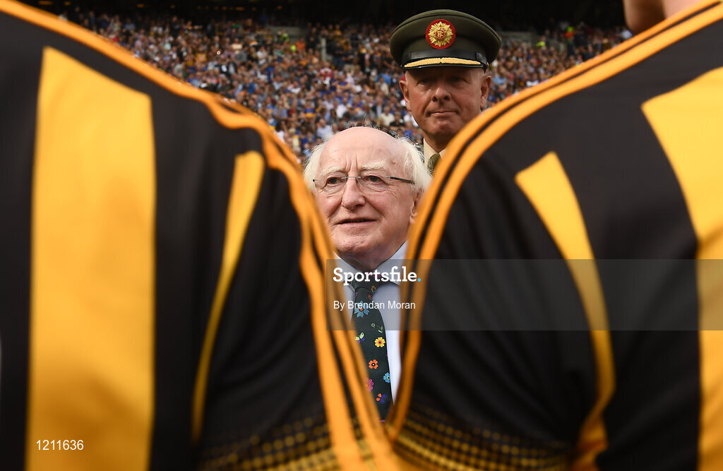 4 September 2016; President of Ireland Michael D Higgins meets the Kilkenny players before the GAA Hurling All-Ireland Senior Championship Final match between Kilkenny and Tipperary at Croke Park in Dublin. Photo by Brendan Moran/Sportsfile