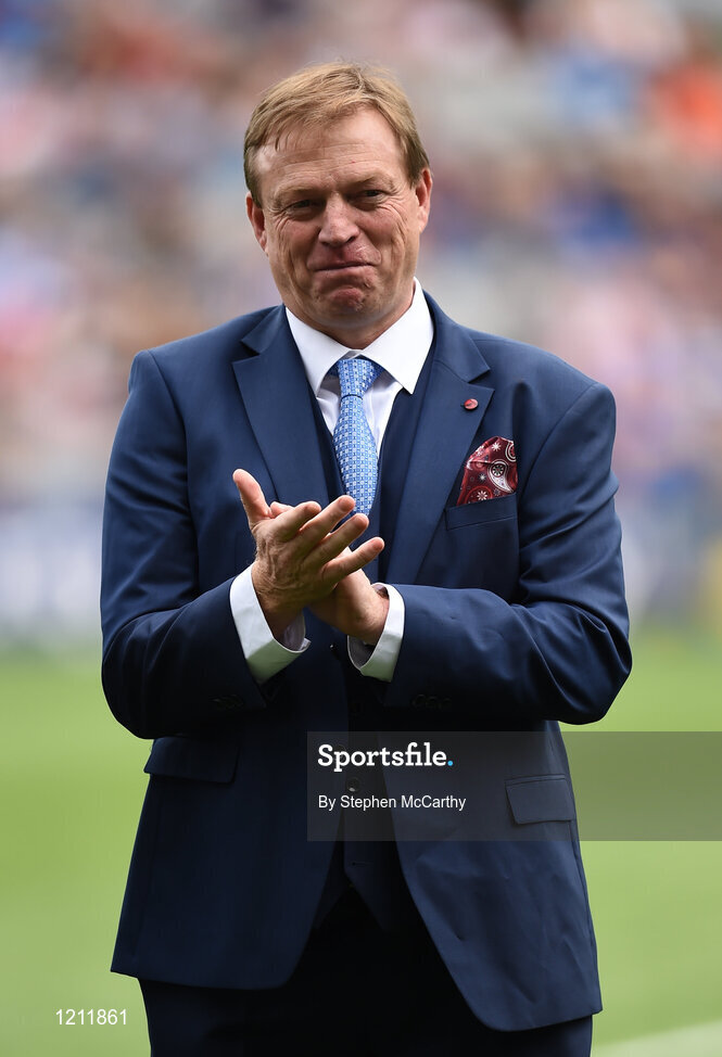 4 September 2016; Member of the Tipperary 1991 Jubilee Hurling team, Declan Ryan, during their presentation to the crowd before the GAA Hurling All-Ireland Senior Championship Final match between Kilkenny and Tipperary at Croke Park in Dublin. Photo by Stephen McCarthy/Sportsfile