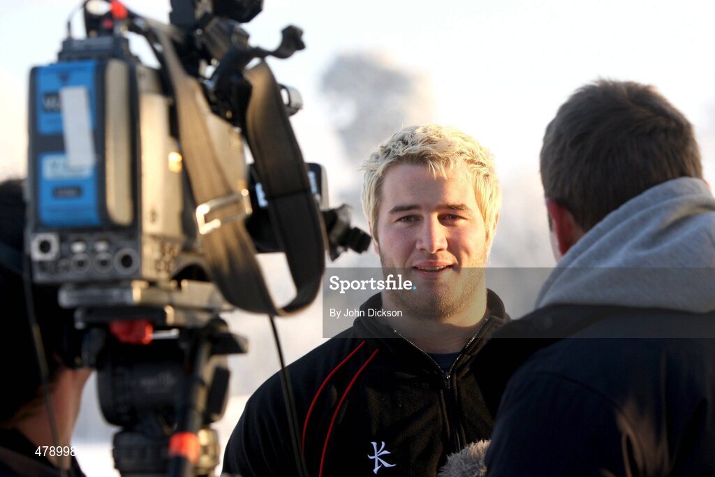 22 December 2010; Ulster Rugby player Paddy McAllister is interviewed by TV during the media conference ahead of their Celtic League match against Leinster on Monday 27th December at Ravenhill. Ulster Rugby media conference, Newforge Country Club, Belfast. Picture credit: John Dickson / SPORTSFILE