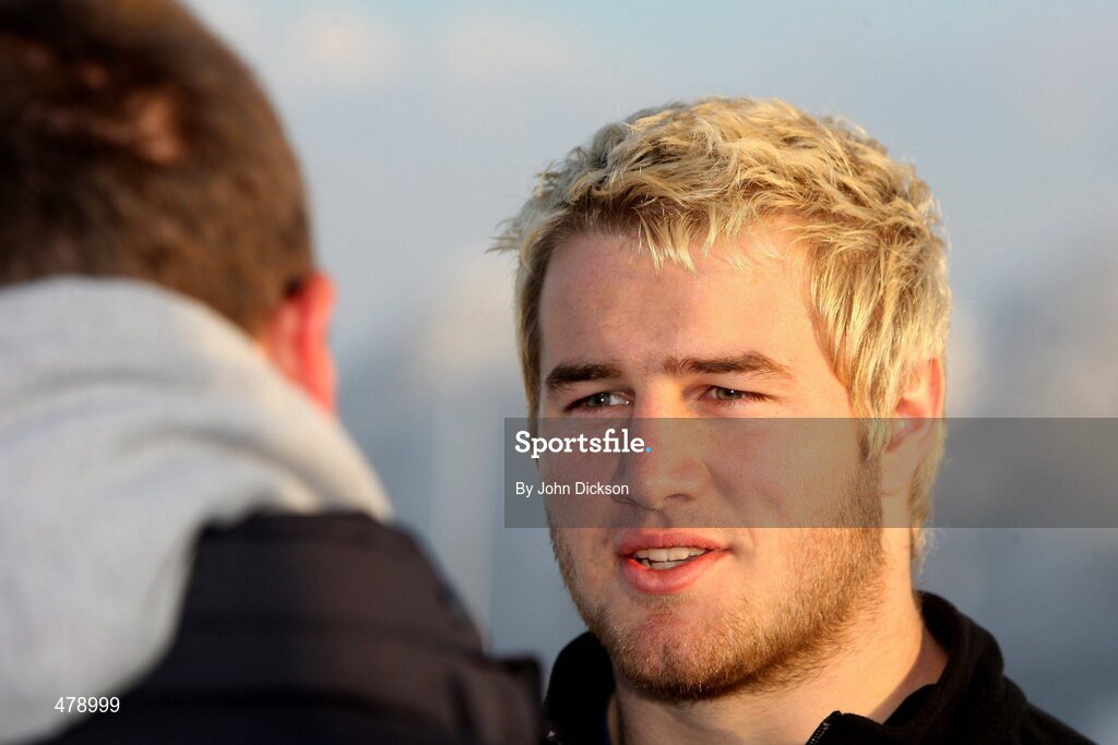 22 December 2010; Ulster Rugby player Paddy McAllister is interviewed by TV during the media conference ahead of their Celtic League match against Leinster on Monday 27th December at Ravenhill. Ulster Rugby media conference, Newforge Country Club, Belfast. Picture credit: John Dickson / SPORTSFILE