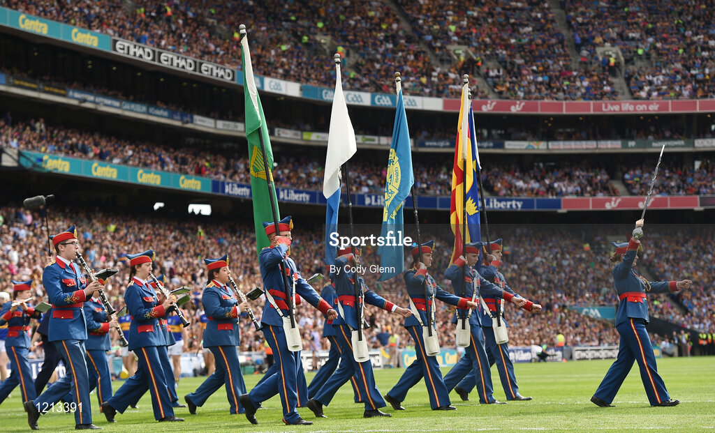4 September 2016; The Artan Band leads both teams out ahead of the GAA Hurling All-Ireland Senior Championship Final match between Kilkenny and Tipperary at Croke Park in Dublin. Photo by Cody Glenn/Sportsfile