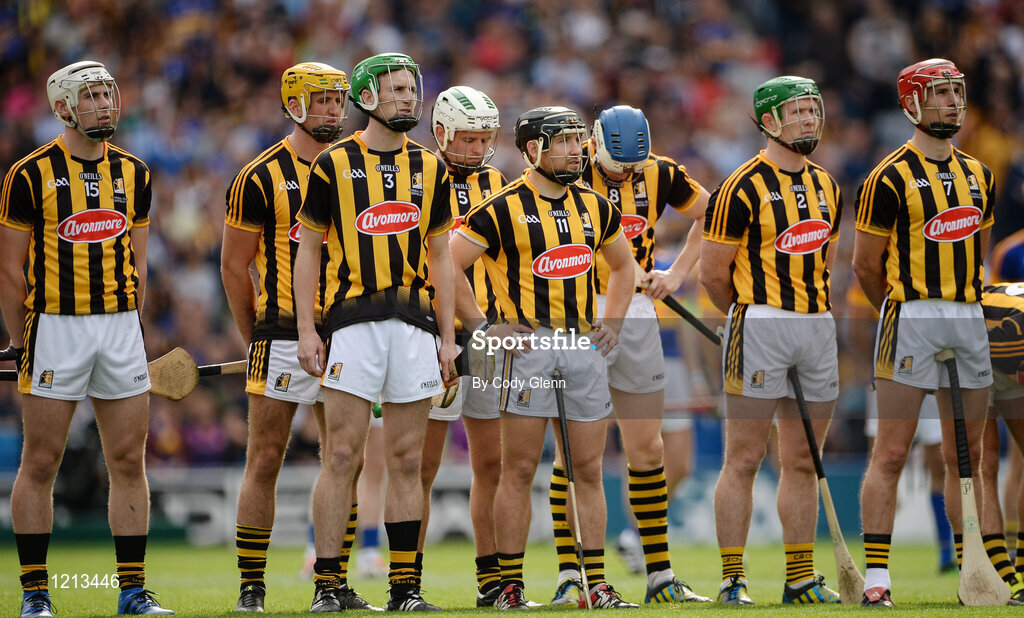 4 September 2016; Kilkenny players during the national anthem during the GAA Hurling All-Ireland Senior Championship Final match between Kilkenny and Tipperary at Croke Park in Dublin. Photo by Cody Glenn/Sportsfile
